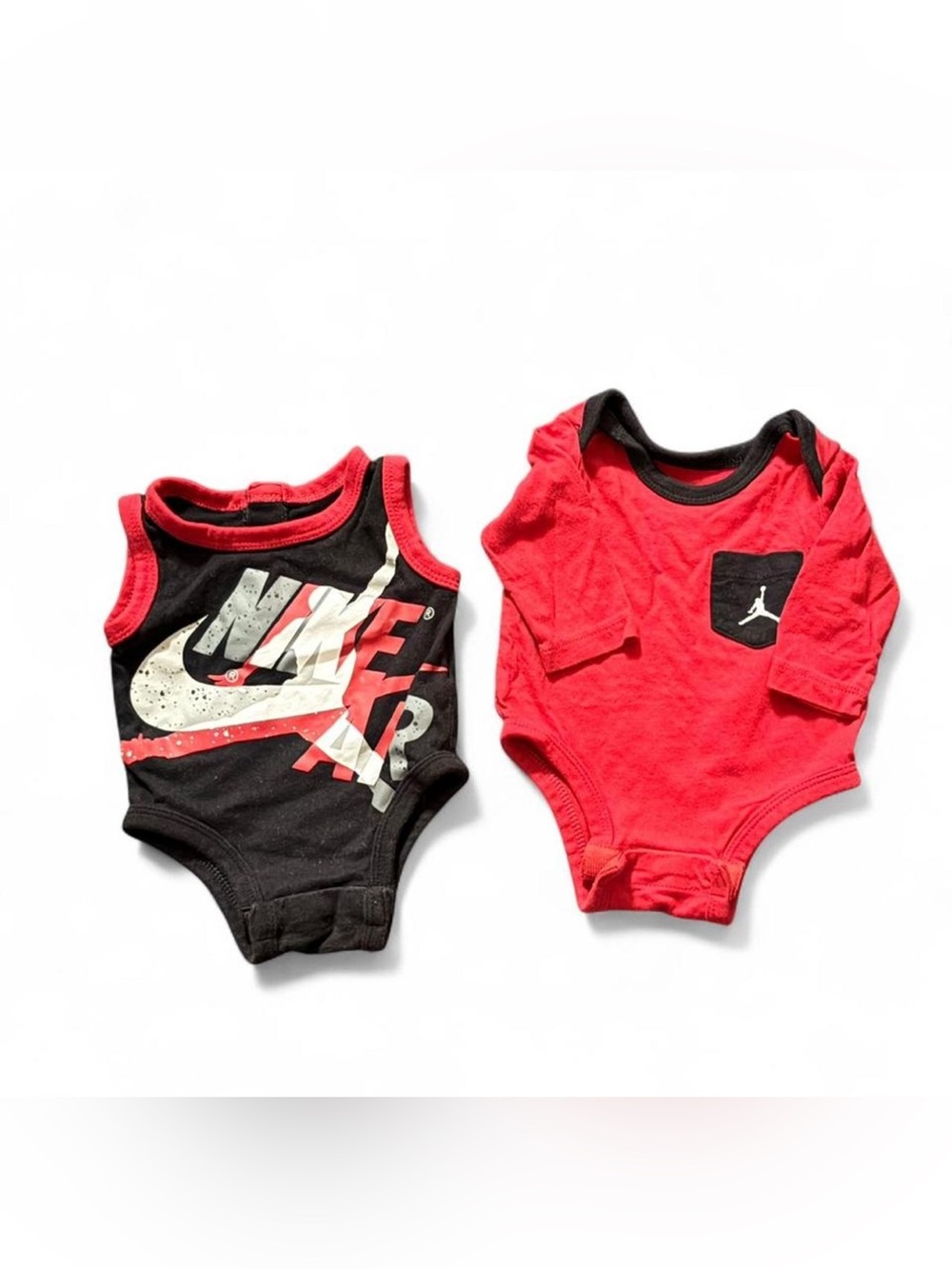 Jordan baby boy red & black bodysuit x 2 ; Size: Newborn